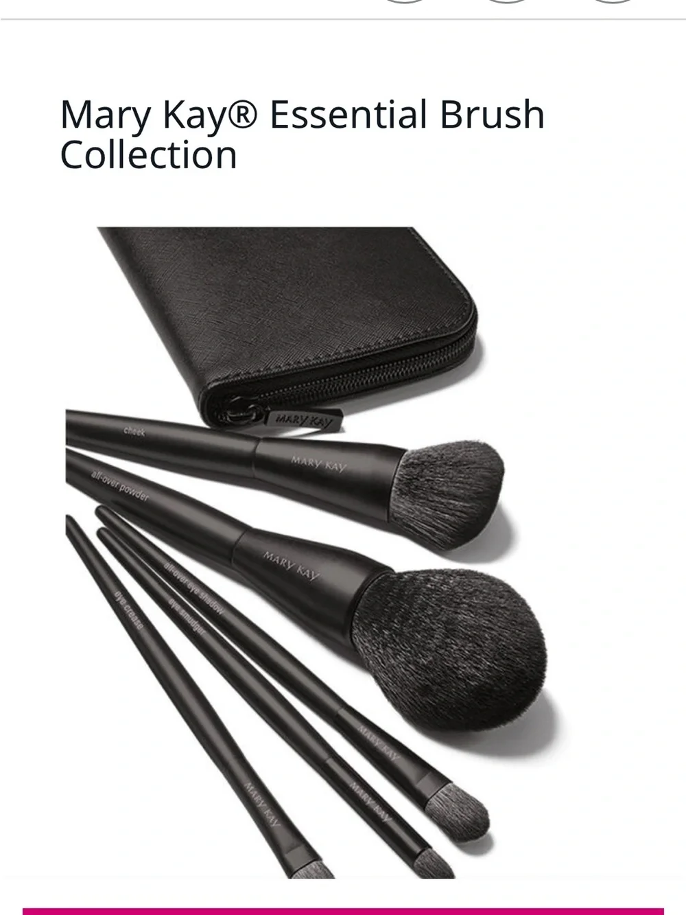 Mary Kay Black Brush Set with Black Zipper Travel Case